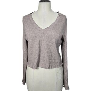 Wild Fable Tan V Neck Long Sleeve Crop Top XL